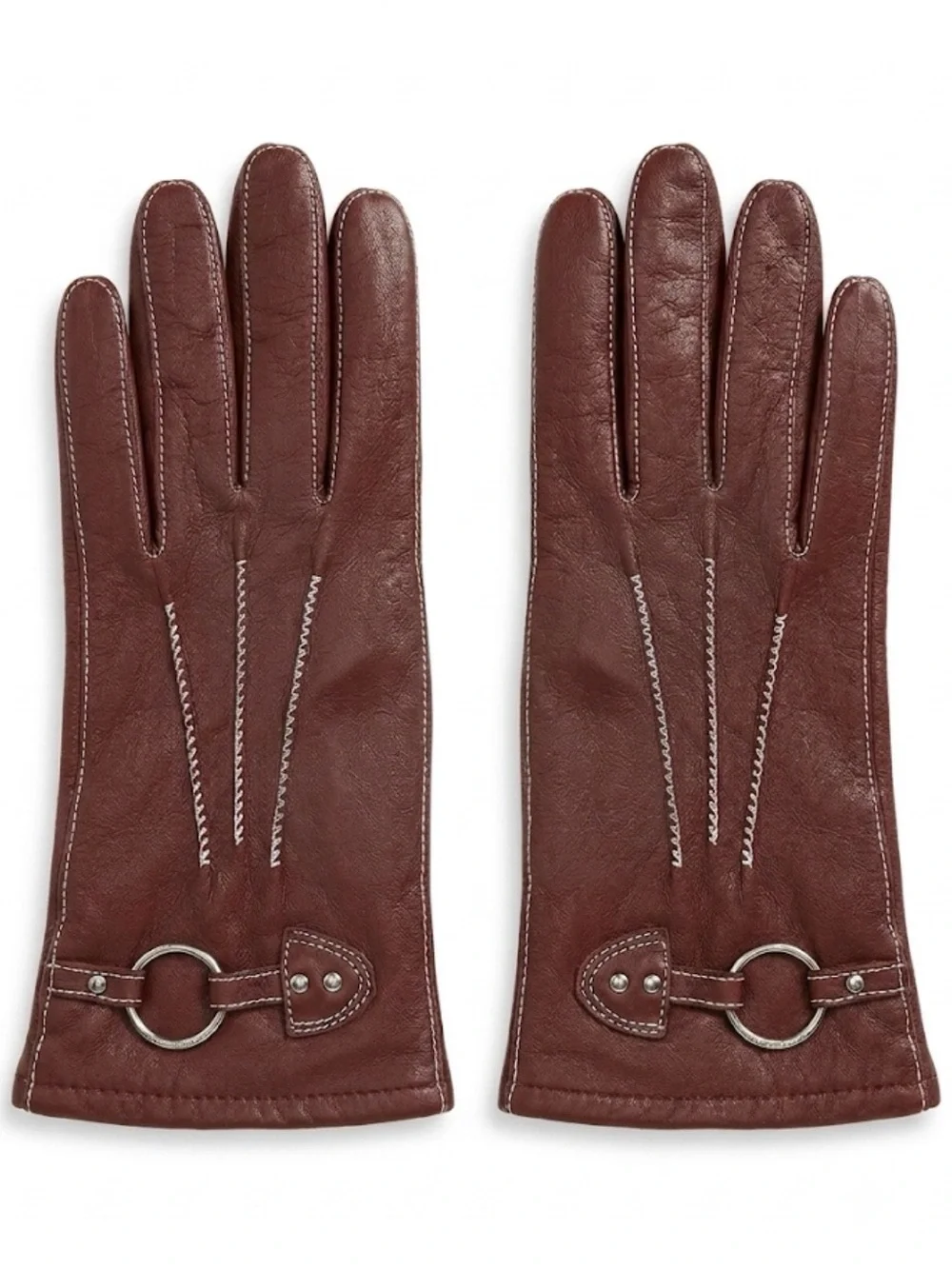 Nordstrom Leather Equestrian Driving Gloves - Burgundy Oxblood Lined